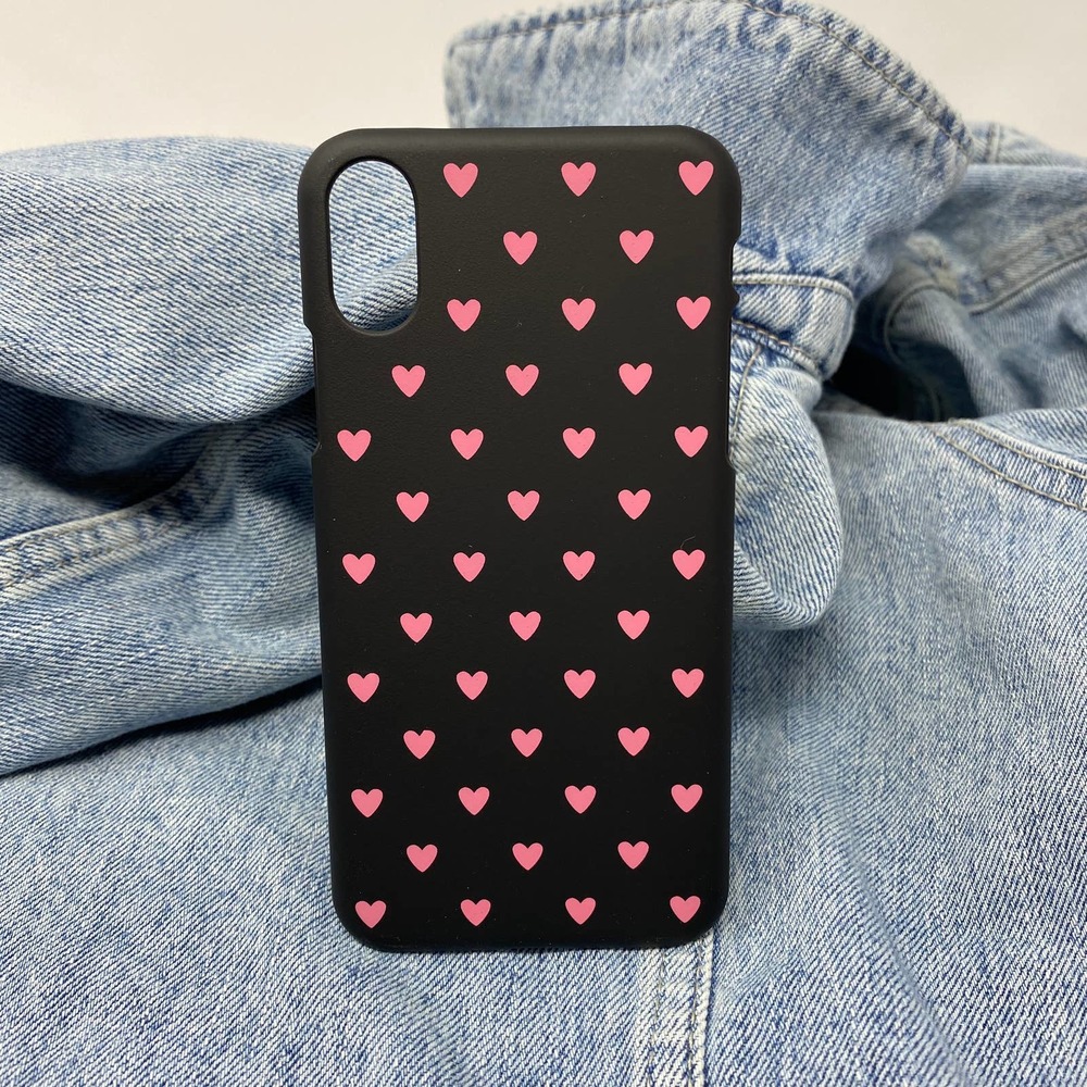 iPhone 6 Plus Case Pink Heart Print NEW Matte Cover
